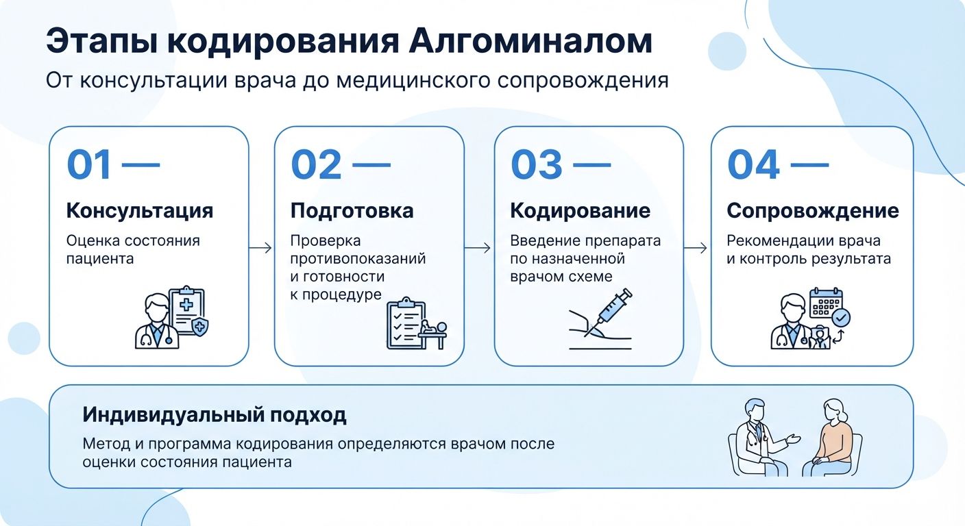 Кодирование препаратом «Алгоминал» в Степногорске инфографика